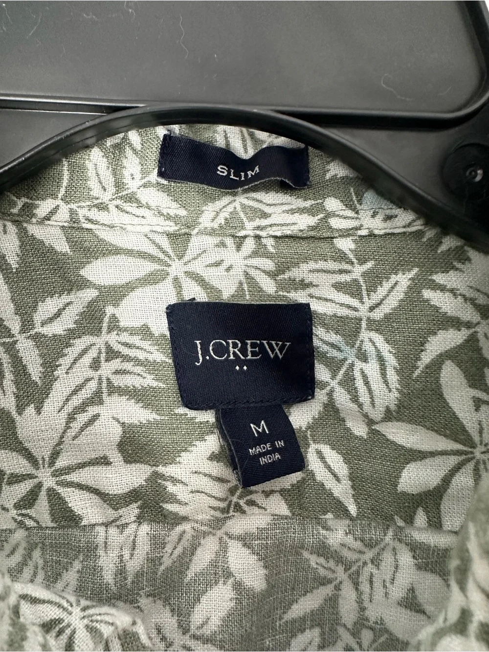 Men's Short-Sleeve Button-Down Linen Shirt in Sage Green Floral